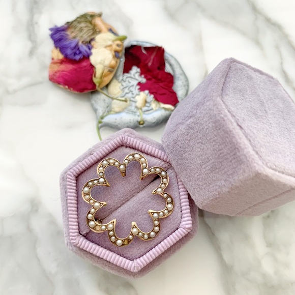 14k Antique Brooch or Pin Flower with Seed Pearls - Picture 2 of 3